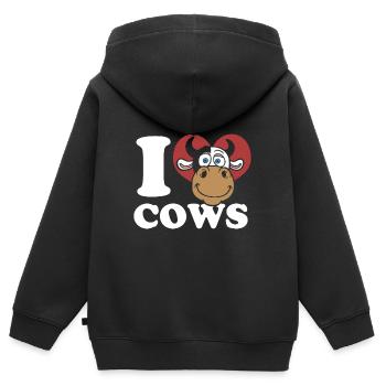 Vaches Muh Cow Gift Farmer Country Life Gift - Sweat Premium à capuche zippé enfant bio - noir - Dos - AI Model Kid Male (0cm)