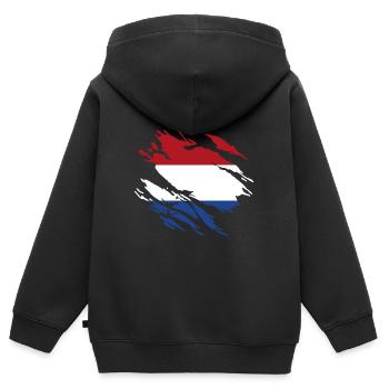 Pays-Bas Pavillon - Sweat Premium à capuche zippé enfant bio - noir - Dos - AI Model Kid Male (0cm)