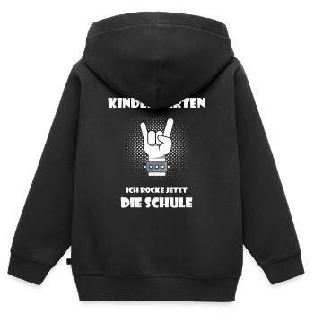 Bye Bye Kindergarten ich rocke die Schule - Kinder Premium Organic Zip Hoodie - Schwarz - Hinten - AI Model Kid Male (0cm)