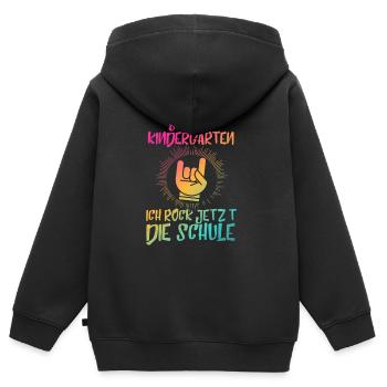 Lustiges Shirt zur Einschulung, Erste Klasse - Kinder Premium Organic Zip Hoodie - Schwarz - Hinten - AI Model Kid Male (0cm)