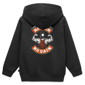 No Pain No Gain Fitness Gym Muscles Cadeau - Sweat Premium à capuche zippé enfant bio - noir - Dos - AI Model Kid Male (0cm)