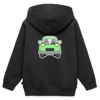 Fröhlicher Grünwagen Frontansicht - Kinder Premium Organic Zip Hoodie - Schwarz - Hinten - AI Model Kid Male (0cm)
