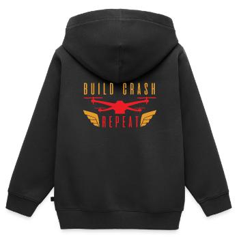 Build crash repeat - Kids Premium Organic Zip-up Hoodie - black - Back - AI Model Kid Male (0cm)