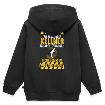 Kellner Oberkellner Ober Gastro Kellnern Restauran - Kinder Premium Organic Zip Hoodie - Schwarz - Hinten - AI Model Kid Male (0cm)