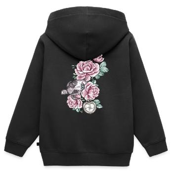 Turtle Atlantic Vintage Roses Compass Coeur - Sweat Premium à capuche zippé enfant bio - noir - Dos - AI Model Kid Male (0cm)