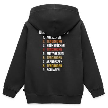 Tenorhorn Blasinstrument Geschenk Tenorhornist - Kinder Premium Organic Zip Hoodie - Schwarz - Hinten - AI Model Kid Male (0cm)
