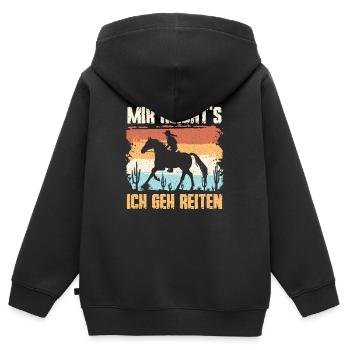 Mir reicht´s ich geh reiten! Pferde Fun Shirt Pony - Kinder Premium Organic Zip Hoodie - Schwarz - Hinten - AI Model Kid Male (0cm)