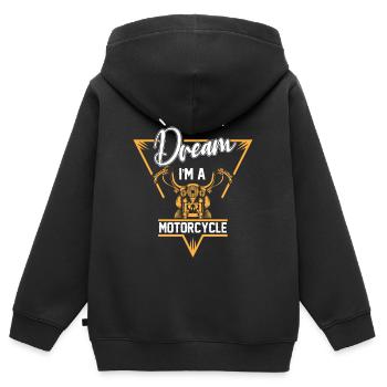 Je ne ronfle pas, je suis un motard - Sweat Premium à capuche zippé enfant bio - noir - Dos - AI Model Kid Male (0cm)