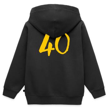 40 anniversaire ronde quarante - Sweat Premium à capuche zippé enfant bio - noir - Dos - AI Model Kid Male (0cm)
