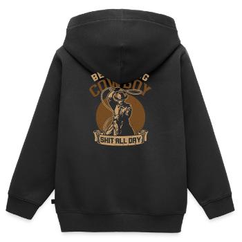 Cowboy Lasso Roping - Kinder Premium Organic Zip Hoodie - Schwarz - Hinten - AI Model Kid Male (0cm)