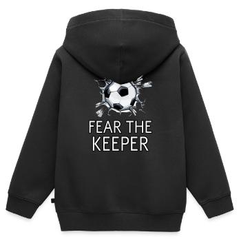 Torhüter lustiger Spruch Fußball - Kinder Premium Organic Zip Hoodie - Schwarz - Hinten - AI Model Kid Male (0cm)