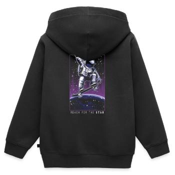 Cadeau de l'espace Skateboard Skater astronaute - Sweat Premium à capuche zippé enfant bio - noir - Dos - AI Model Kid Male (0cm)
