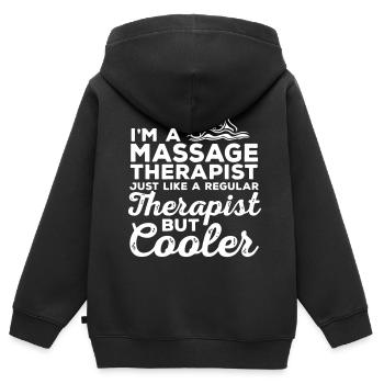 Je suis un massage comme un thérapeute régulier - Sweat Premium à capuche zippé enfant bio - noir - Dos - AI Model Kid Male (0cm)