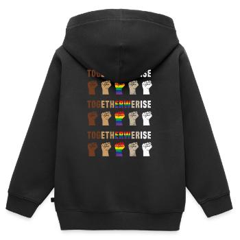 Ensemble, nous élevons BLM Black Lives Matter - Sweat Premium à capuche zippé enfant bio - noir - Dos - AI Model Kid Male (0cm)