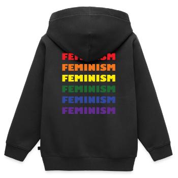 Feminismus - Kinder Premium Organic Zip Hoodie - Schwarz - Hinten - AI Model Kid Male (0cm)