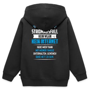 Stromausfall kein WLAN kein Internet - Kinder Premium Organic Zip Hoodie - Schwarz - Hinten - AI Model Kid Male (0cm)