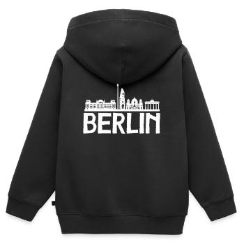 Skyline Berlin - Kinder Premium Organic Zip Hoodie - Schwarz - Hinten - AI Model Kid Male (0cm)