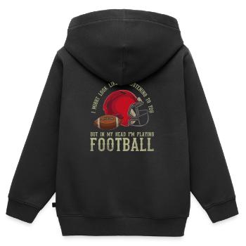 Football américain - Sweat Premium à capuche zippé enfant bio - noir - Dos - AI Model Kid Male (0cm)