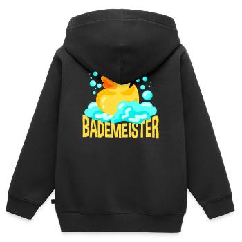 Bademeister - Kinder Premium Organic Zip Hoodie - Schwarz - Hinten - AI Model Kid Male (0cm)