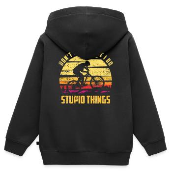 Don't follow me I do stupid things MTB statement - Kinder Premium Organic Zip Hoodie - Schwarz - Hinten - AI Model Kid Male (0cm)