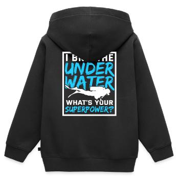 Scuba Diving - Sweat Premium à capuche zippé enfant bio - noir - Dos - AI Model Kid Male (0cm)