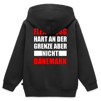Flensburg hart an der Grenze Flensburger Geschenk - Kinder Premium Organic Zip Hoodie - Schwarz - Hinten - AI Model Kid Male (0cm)