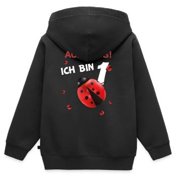 Marienkäfer Kindergeburtstag 1. Geburtstag - Kinder Premium Organic Zip Hoodie - Schwarz - Hinten - AI Model Kid Male (0cm)