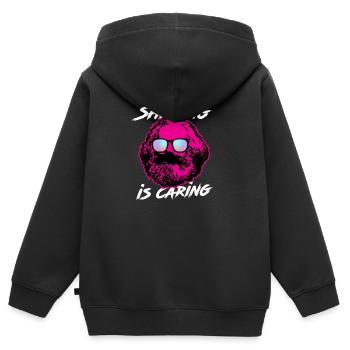 Karl Marx - Sharing is Caring, Parody, Funny - Kids Premium Organic Zip-up Hoodie - black - Back - AI Model Kid Male (0cm)