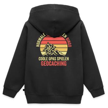 Geocache Opa Geocacher Großvater Cache Caching Lus - Kinder Premium Organic Zip Hoodie - Schwarz - Hinten - AI Model Kid Male (0cm)