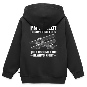 Pilot - Kinder Premium Organic Zip Hoodie - Schwarz - Hinten - AI Model Kid Male (0cm)