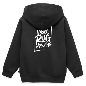 Ich liebe Teppichhäkeln Geschenk Häklerin Teppich - Kinder Premium Organic Zip Hoodie - Schwarz - Hinten - AI Model Kid Male (0cm)