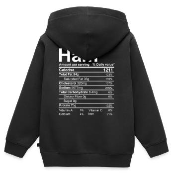 Schinken Nährwertangaben - Kinder Premium Organic Zip Hoodie - Schwarz - Hinten - AI Model Kid Male (0cm)