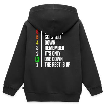 Motorradfahrer Geschenk Gangschaltung Motivation - Kinder Premium Organic Zip Hoodie - Schwarz - Hinten - AI Model Kid Male (0cm)