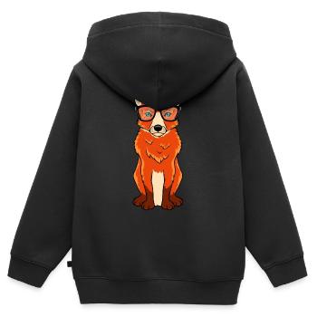 Sly clever fox with glasses nerd cute gift - Kids Premium Organic Zip-up Hoodie - black - Back - AI Model Kid Male (0cm)