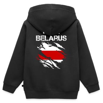 Belarus Weißrussland Flagge - Kinder Premium Organic Zip Hoodie - Schwarz - Hinten - AI Model Kid Male (0cm)