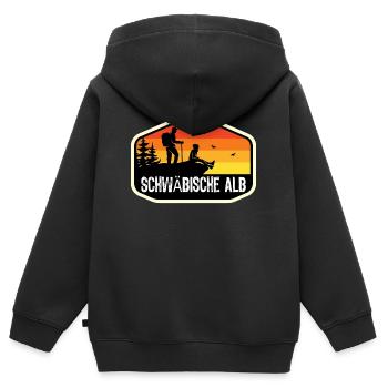 Schwäbische Alb Wandern Wanderurlaub Geschenk - Kinder Premium Organic Zip Hoodie - Schwarz - Hinten - AI Model Kid Male (0cm)