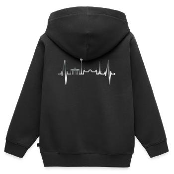 Berlin Skyline Heartbeat Herz Liebe Love Berliner - Sweat Premium à capuche zippé enfant bio - noir - Dos - AI Model Kid Male (0cm)