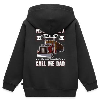 Les gens m'appellent un chauffeur de camion - Sweat Premium à capuche zippé enfant bio - noir - Dos - AI Model Kid Male (0cm)