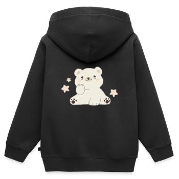 Nounours mignon ours polaire étoiles nuit pour les enfants - Sweat Premium à capuche zippé enfant bio - noir - Dos - AI Model Kid Male (0cm)