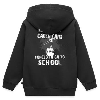 HIPSTER CABLE CAR VINTAGE RACING - Kids Premium Organic Zip-up Hoodie - black - Back - AI Model Kid Male (0cm)