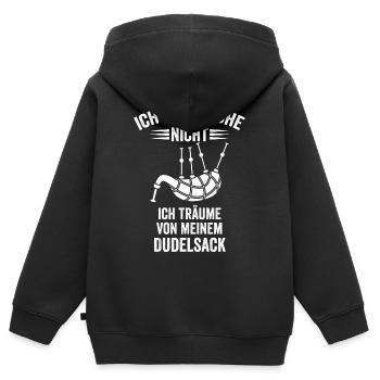 Dudelsack Instrument Sackpfeife Dudelsackspieler B - Kinder Premium Organic Zip Hoodie - Schwarz - Hinten - AI Model Kid Male (0cm)