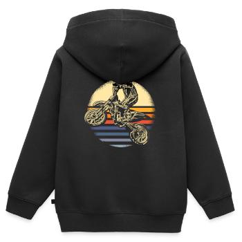 Motocross sport vintage - Sweat Premium à capuche zippé enfant bio - noir - Dos - AI Model Kid Male (0cm)