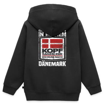 Dänemark Stimmen - Kinder Premium Organic Zip Hoodie - Schwarz - Hinten - AI Model Kid Male (0cm)