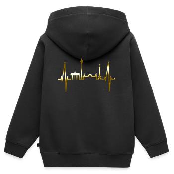 Berlin Skyline Coup de cœur Gold Love Berliner - Sweat Premium à capuche zippé enfant bio - noir - Dos - AI Model Kid Male (0cm)