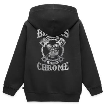 Motocycliste Cadeau Biker & Chrome - Sweat Premium à capuche zippé enfant bio - noir - Dos - AI Model Kid Male (0cm)