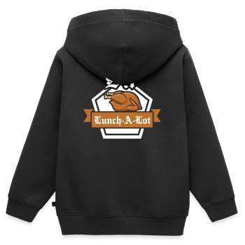Sir Lunch a Lot Schlemmer Feinschmecker disant - Sweat Premium à capuche zippé enfant bio - noir - Dos - AI Model Kid Male (0cm)