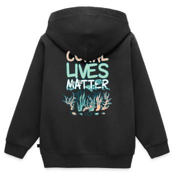 Coral Lives Matter - Kids Premium Organic Zip-up Hoodie - black - Back - AI Model Kid Male (0cm)