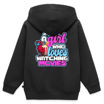 Film Kino Fernsehen Geschenk Filmabend Popcorn - Kinder Premium Organic Zip Hoodie - Schwarz - Hinten - AI Model Kid Male (0cm)