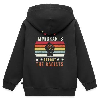 Gardez le cadeau d’égalité BLM des immigrants - Sweat Premium à capuche zippé enfant bio - noir - Dos - AI Model Kid Male (0cm)