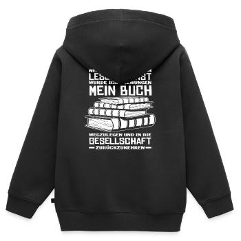 Bücher Lesen Gesellschaft - Kinder Premium Organic Zip Hoodie - Schwarz - Hinten - AI Model Kid Male (0cm)